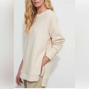 Varley Manning Ivory Ribbed Side Zip Sweatshirt Women’s XS